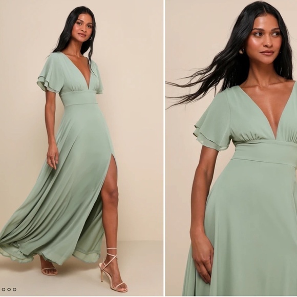 LULU's Prom Wedding Flowy Romantic Tiered Ruffle Open Back Maxi Dress NW… - Picture 1 of 6